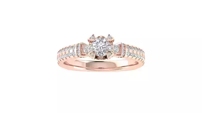 Women Engagement Round Stone Ring 3dm STL OBJ Renders Details 3D print model