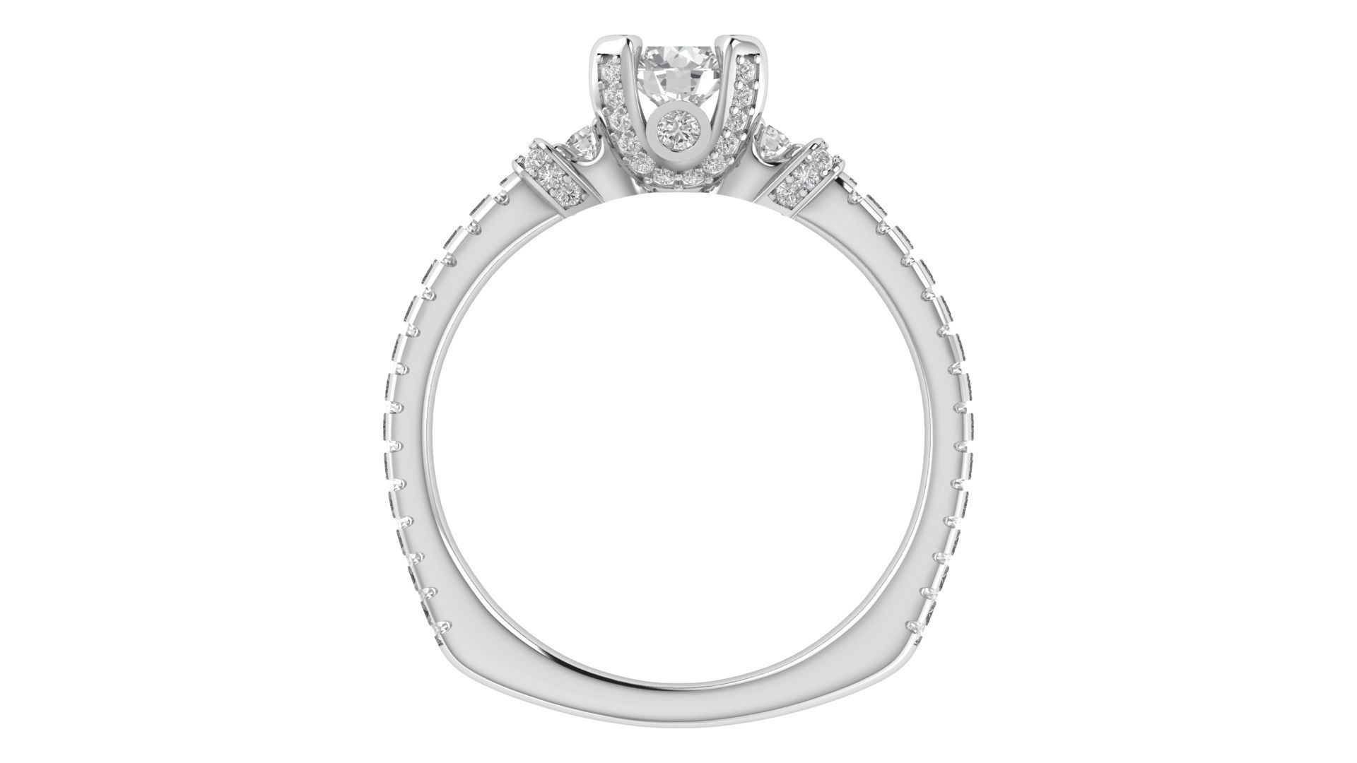 Women Engagement Round Stone Ring 3dm STL OBJ Renders Details 3D print model_6