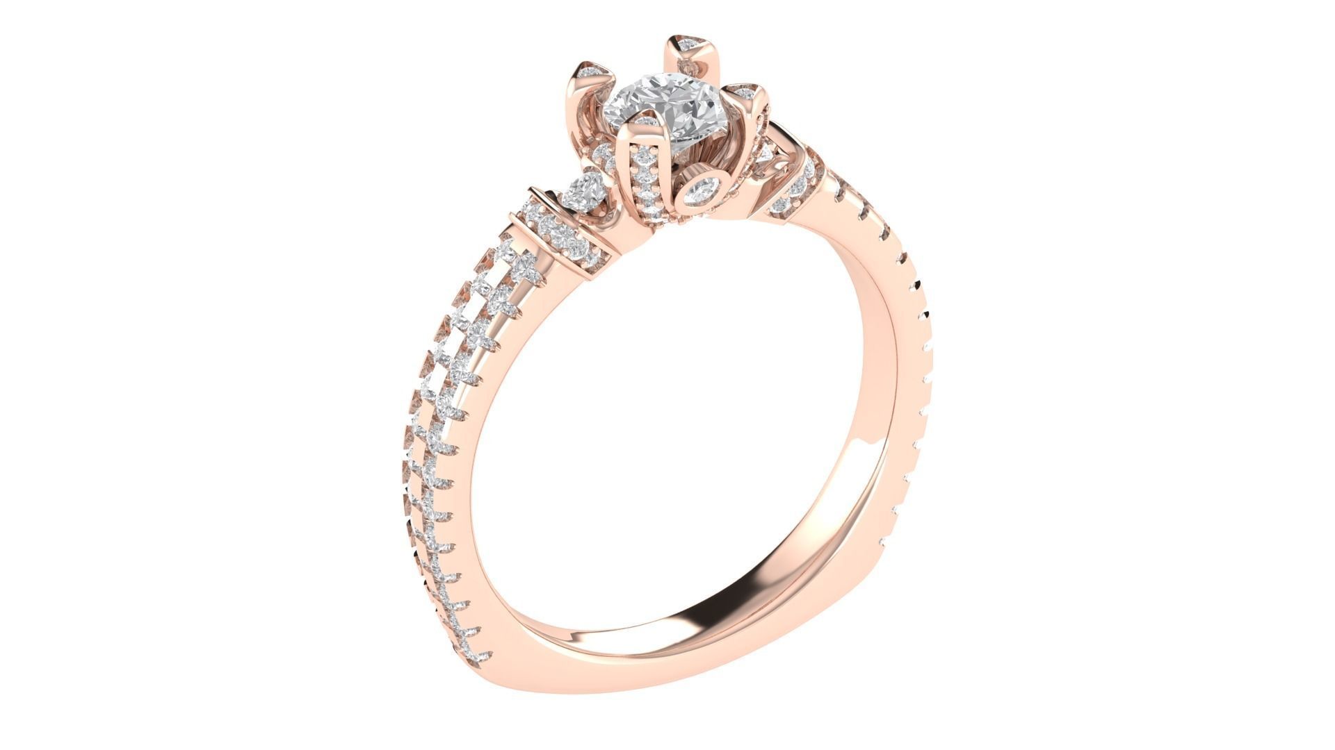 Women Engagement Round Stone Ring 3dm STL OBJ Renders Details 3D print model_3