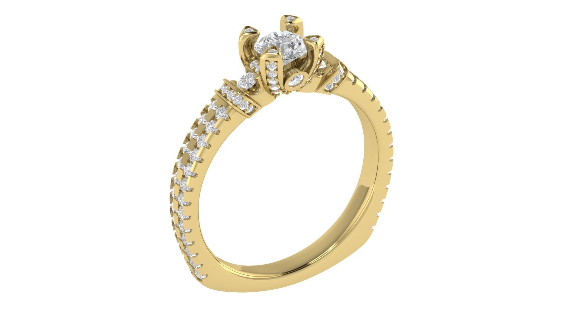 Women Engagement Round Stone Ring 3dm STL OBJ Renders Details 3D print model_5