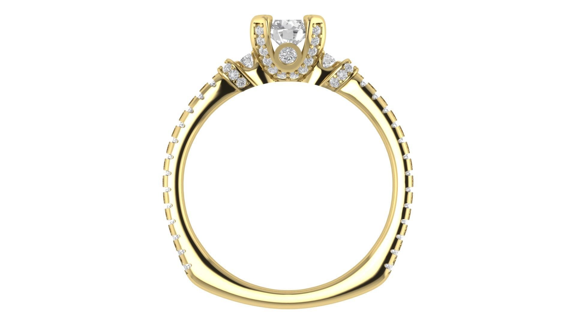 Women Engagement Round Stone Ring 3dm STL OBJ Renders Details 3D print model_7