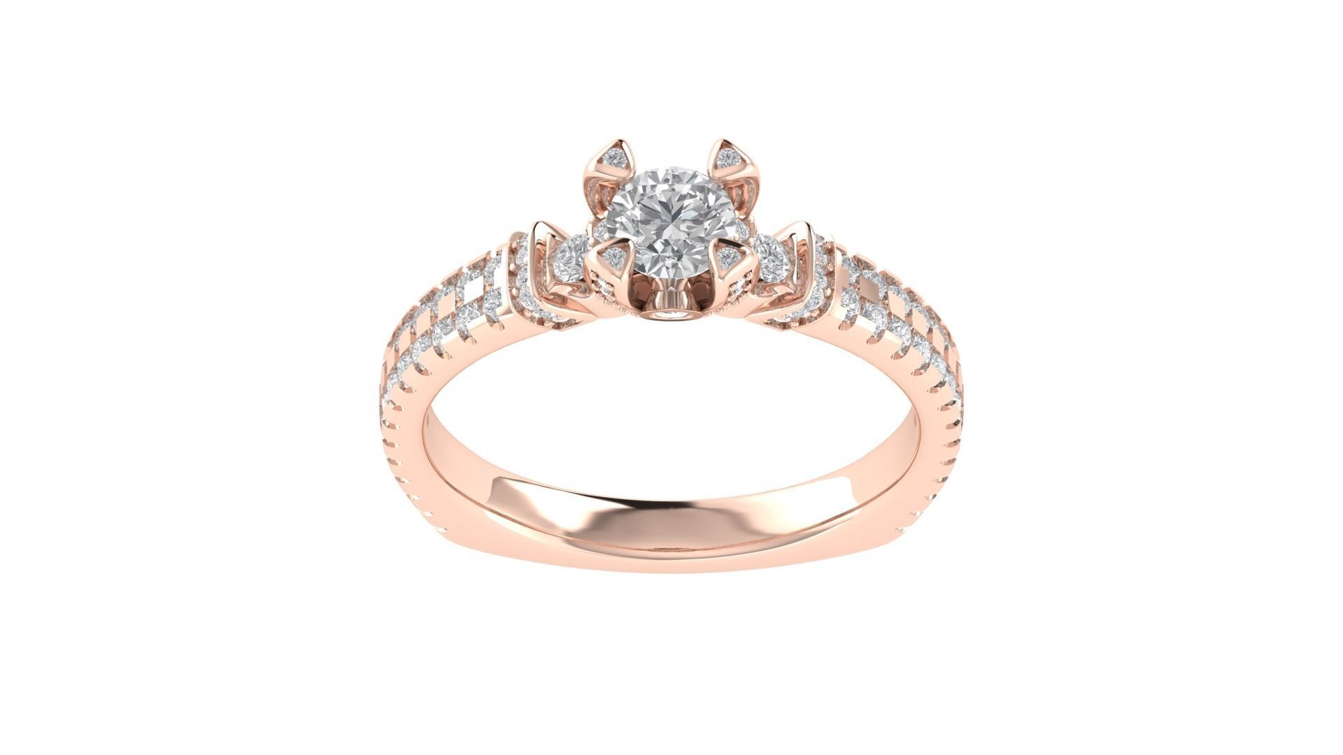 Women Engagement Round Stone Ring 3dm STL OBJ Renders Details 3D print model_20