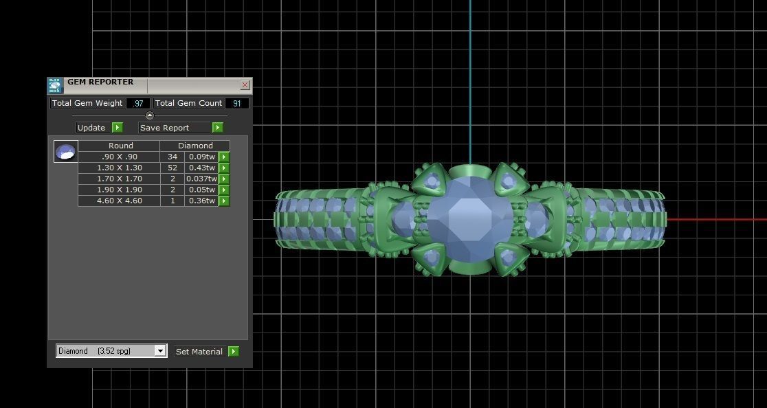 Women Engagement Round Stone Ring 3dm STL OBJ Renders Details 3D print model_21