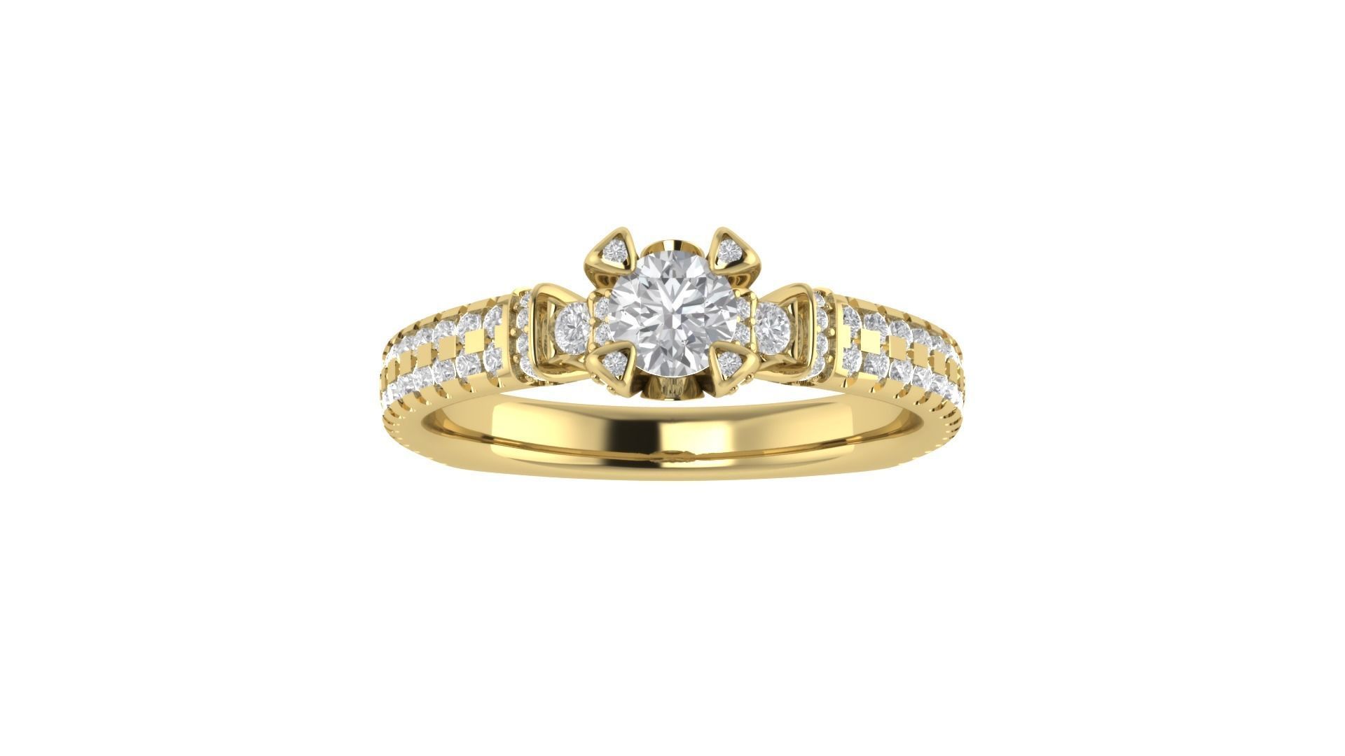 Women Engagement Round Stone Ring 3dm STL OBJ Renders Details 3D print model_2