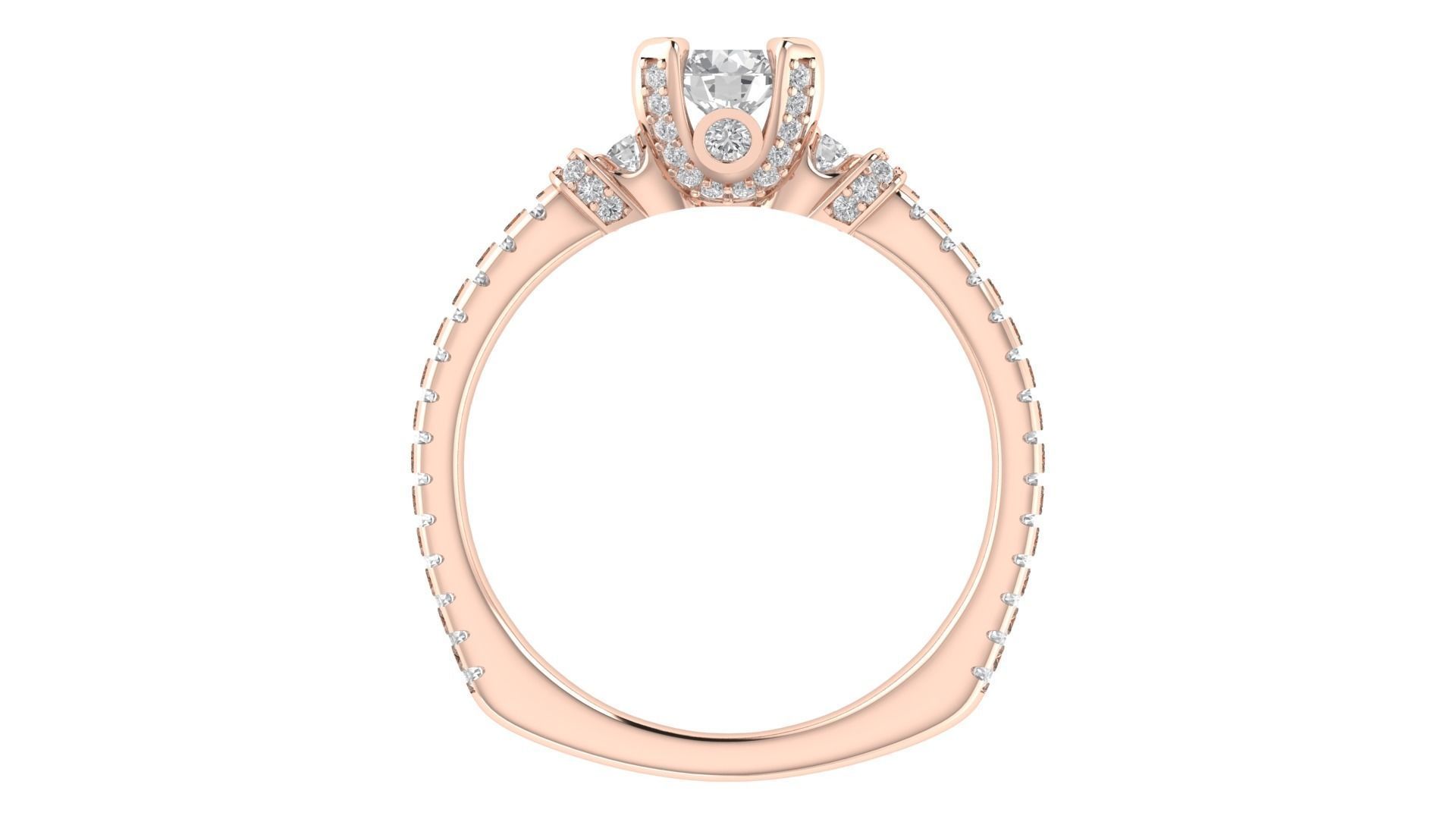 Women Engagement Round Stone Ring 3dm STL OBJ Renders Details 3D print model_8