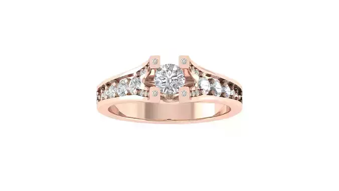 Women Engagement Round Stone Ring 3dm STL OBJ Renders Details 3D print model