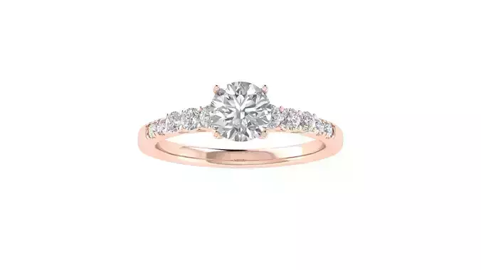 Women Engagement Round Stone Ring 3dm STL OBJ Renders Details