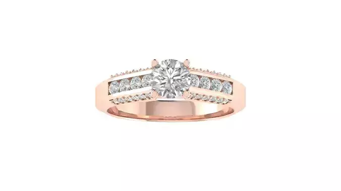 Women Engagement Round Stone Ring 3dm STL OBJ Renders Details