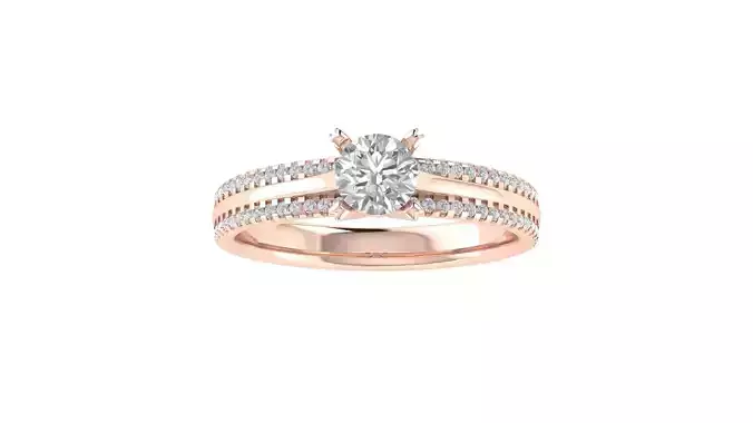 Women Engagement Round Stone Ring 3dm STL OBJ Renders Details