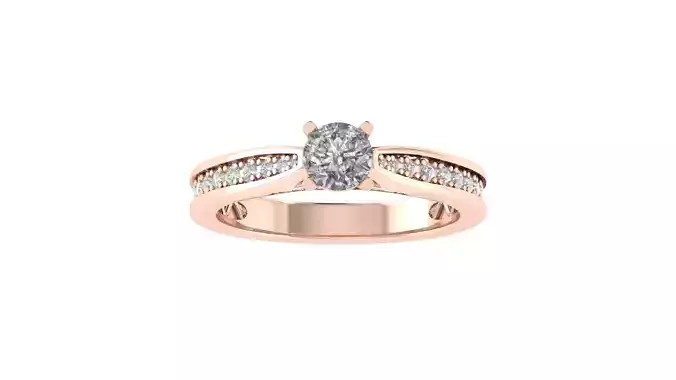 Women Engagement Round Stone Ring 3dm STL OBJ Renders Details