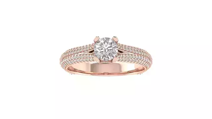 Women Engagement Round Stone Ring 3dm STL OBJ Renders Details