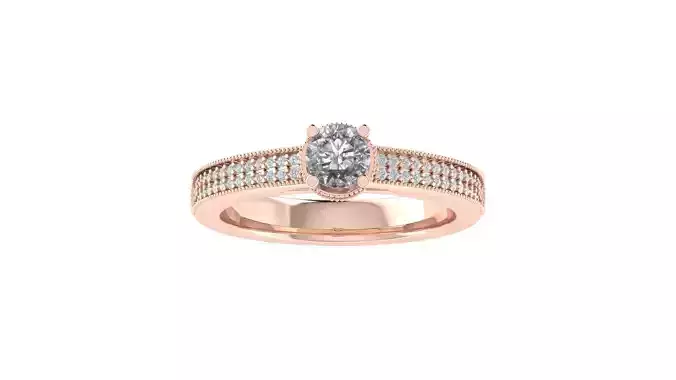 Women Engagement Round Stone Ring 3dm STL OBJ Renders Details
