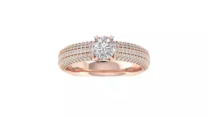 Women Engagement Round Stone Ring 3dm STL OBJ Renders Details
