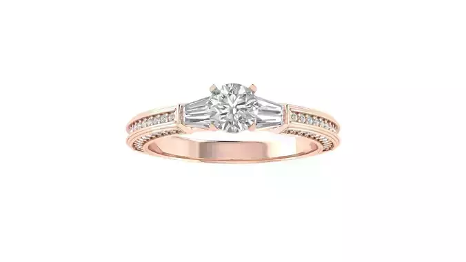 Women Engagement Round Stone Ring 3dm STL OBJ Renders Details