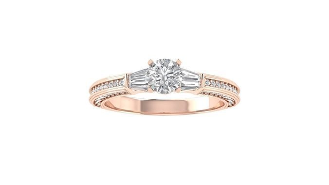 Women Engagement Round Stone Ring 3dm STL OBJ Renders Details 3D print model