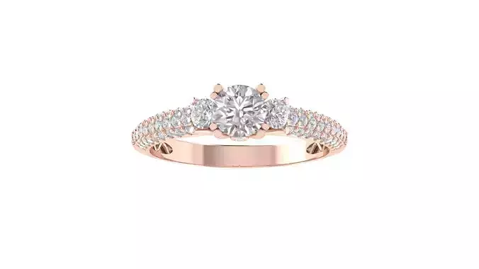 Women Engagement Round Stone Ring 3dm STL OBJ Renders Details