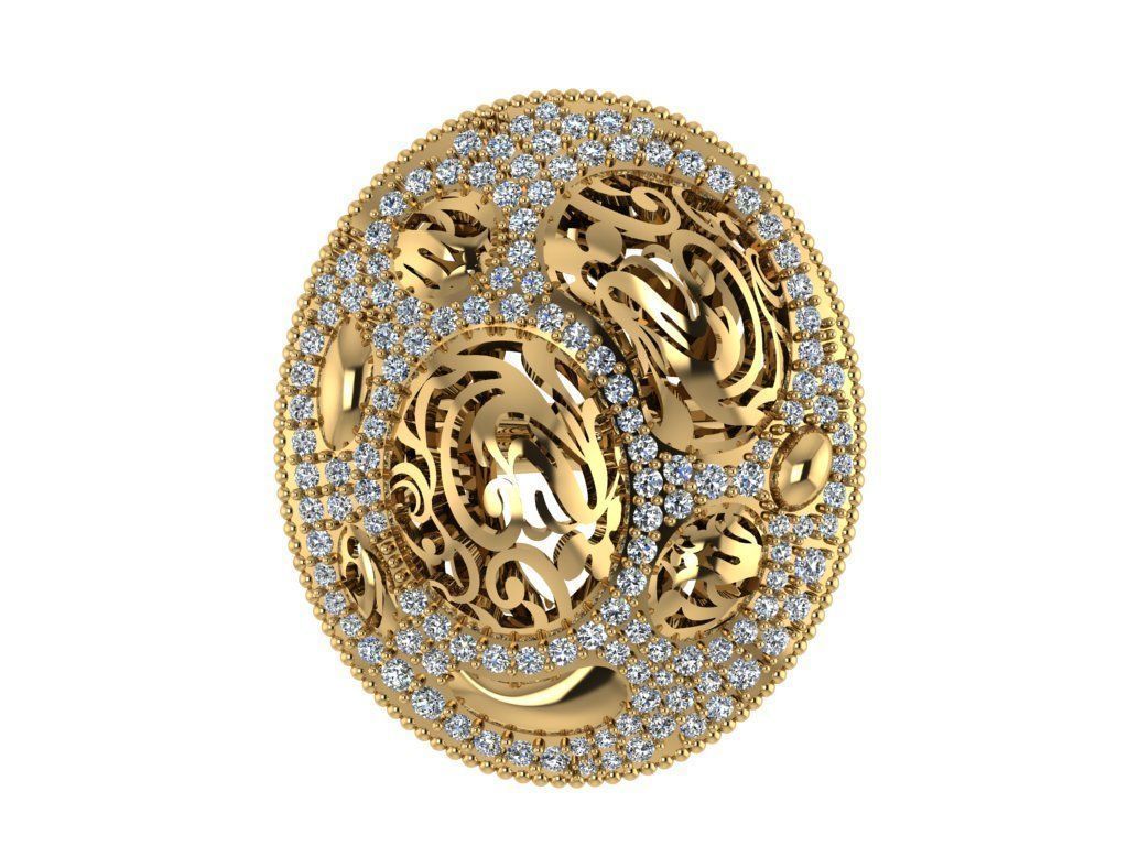 Ring390 gold ring with diamonds 3D print model_1