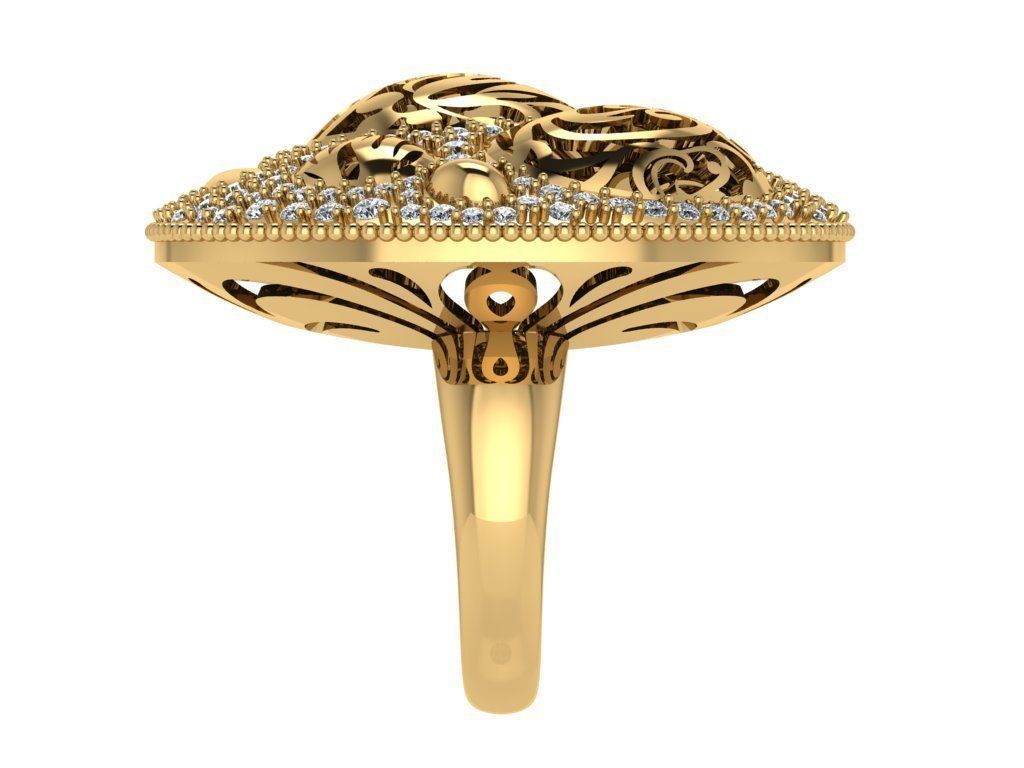 Ring390 gold ring with diamonds 3D print model_3