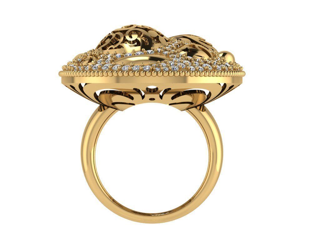 Ring390 gold ring with diamonds 3D print model_2