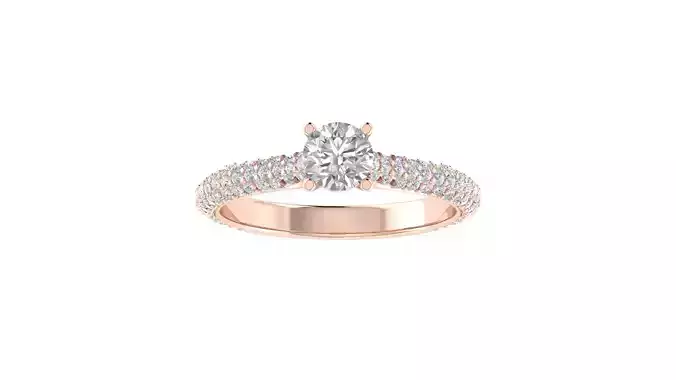 Women Engagement Round Stone Ring 3dm STL OBJ Renders Details