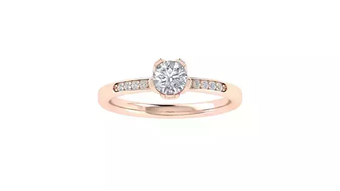 Women Engagement Round Stone Ring 3dm STL OBJ Renders Details