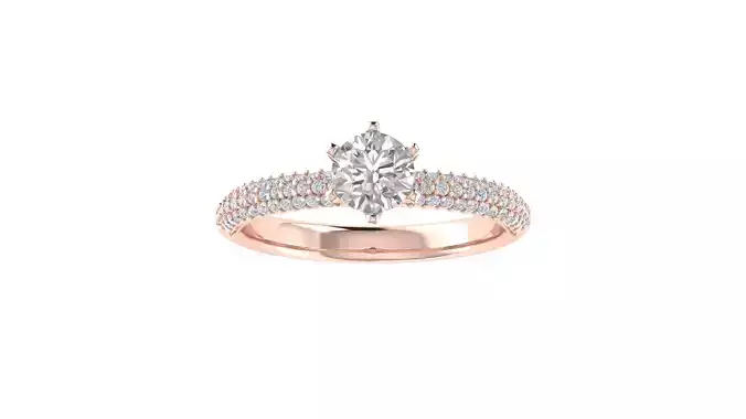 Women Engagement Round Stone Ring 3dm STL OBJ Renders Details