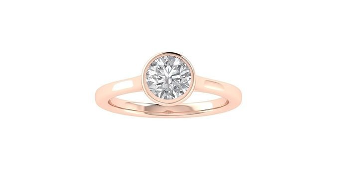 Women Engagement Round Stone Ring 3dm STL OBJ Renders Details 3D model ...