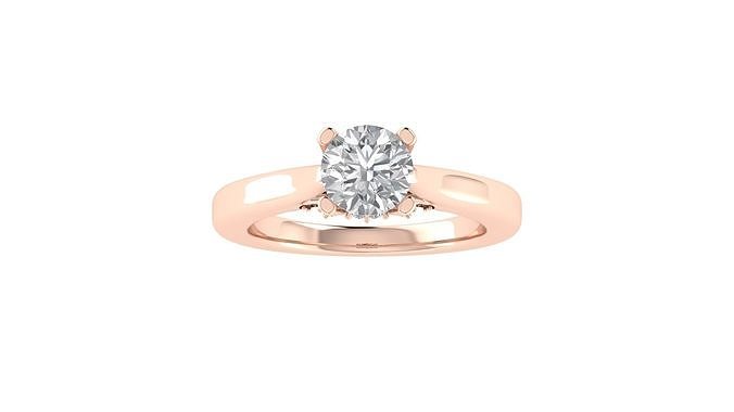 Women Engagement Round Stone Ring 3dm STL OBJ Renders Details 3D model ...