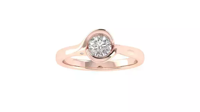 Women Engagement Round Stone Ring 3dm STL OBJ Renders Details