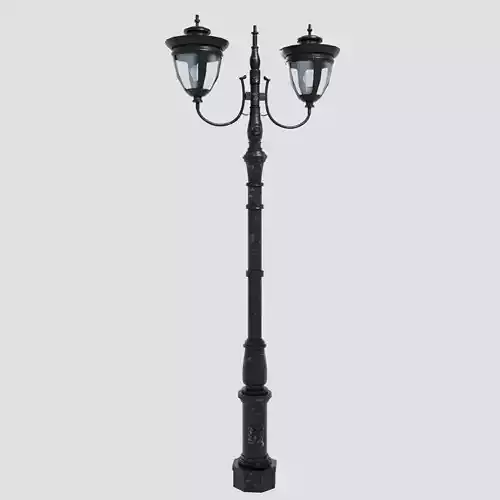 StreetLamp04 wrought iron lamp post with two lights