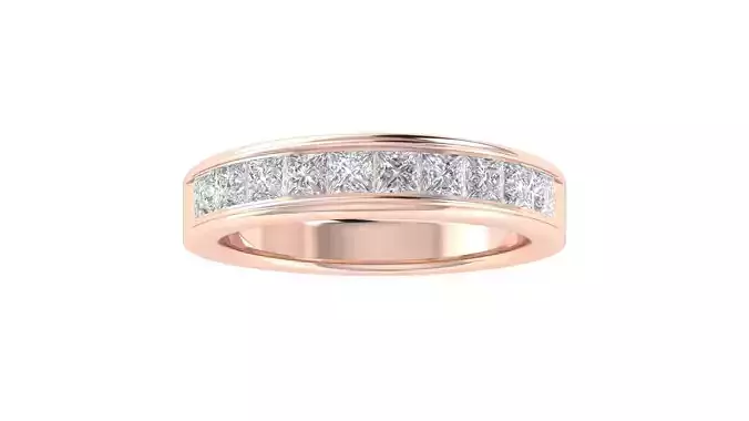 Princess Diamond Eternity Band Ring 3dm STL OBJ Renders Details 3D print model
