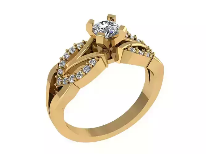 Ring392 gold engagement ring with diamonds