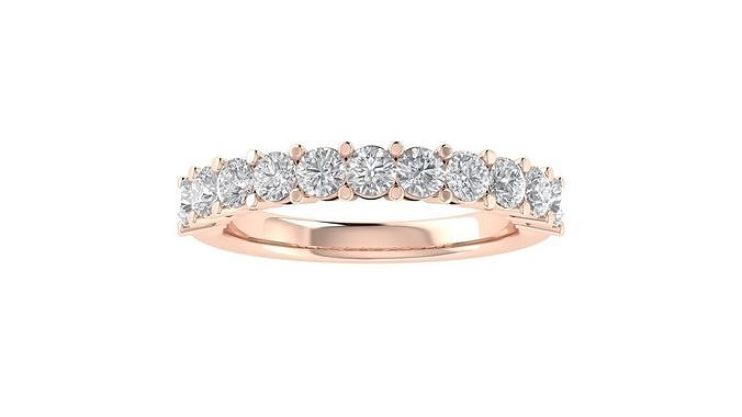 Round Diamond Eternity Band Ring 3dm STL OBJ FBX Renders Details 3D print model