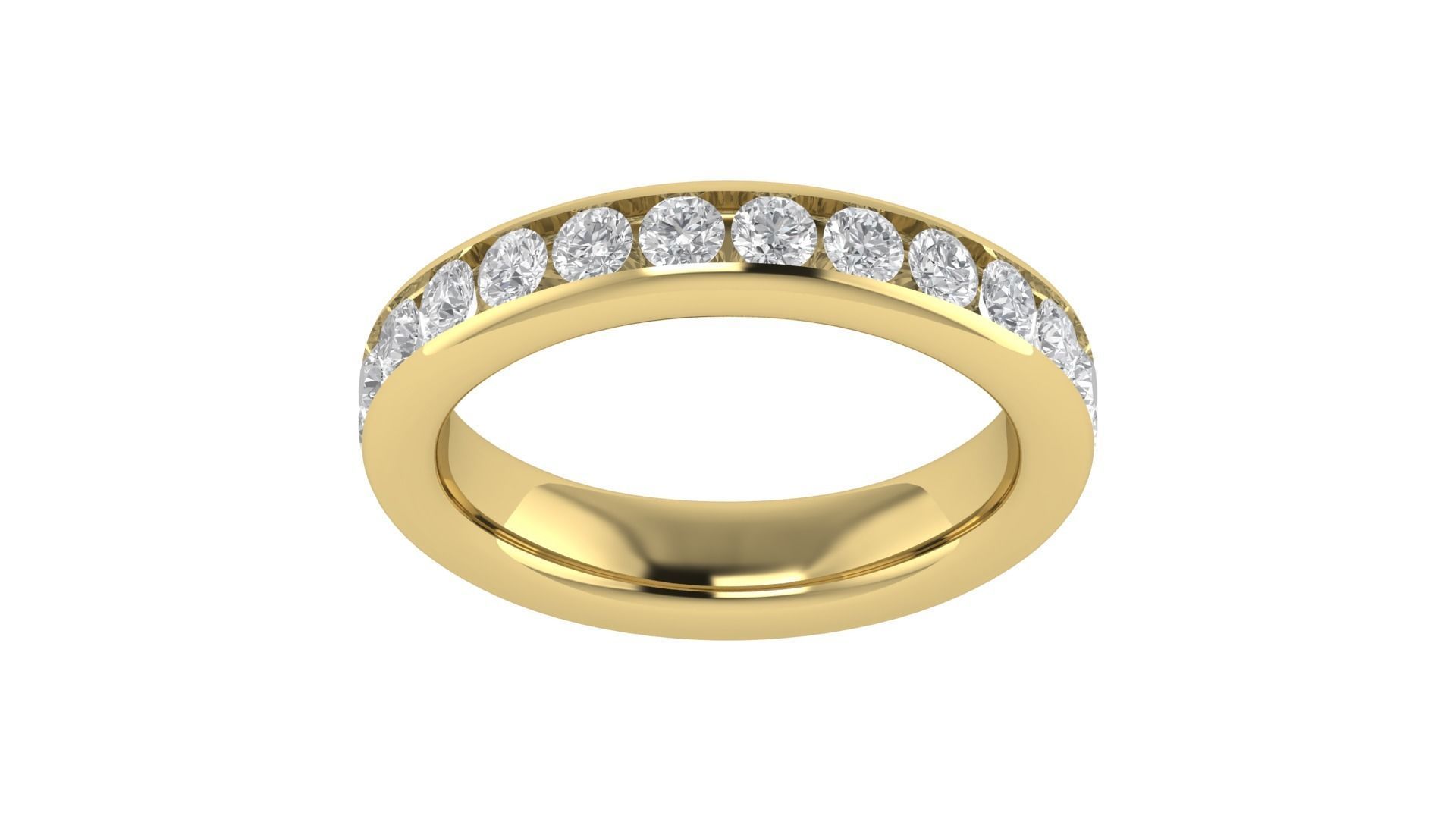 Round Diamond Eternity Band Ring 3dm STL OBJ FBX Renders Details 3D print model_20