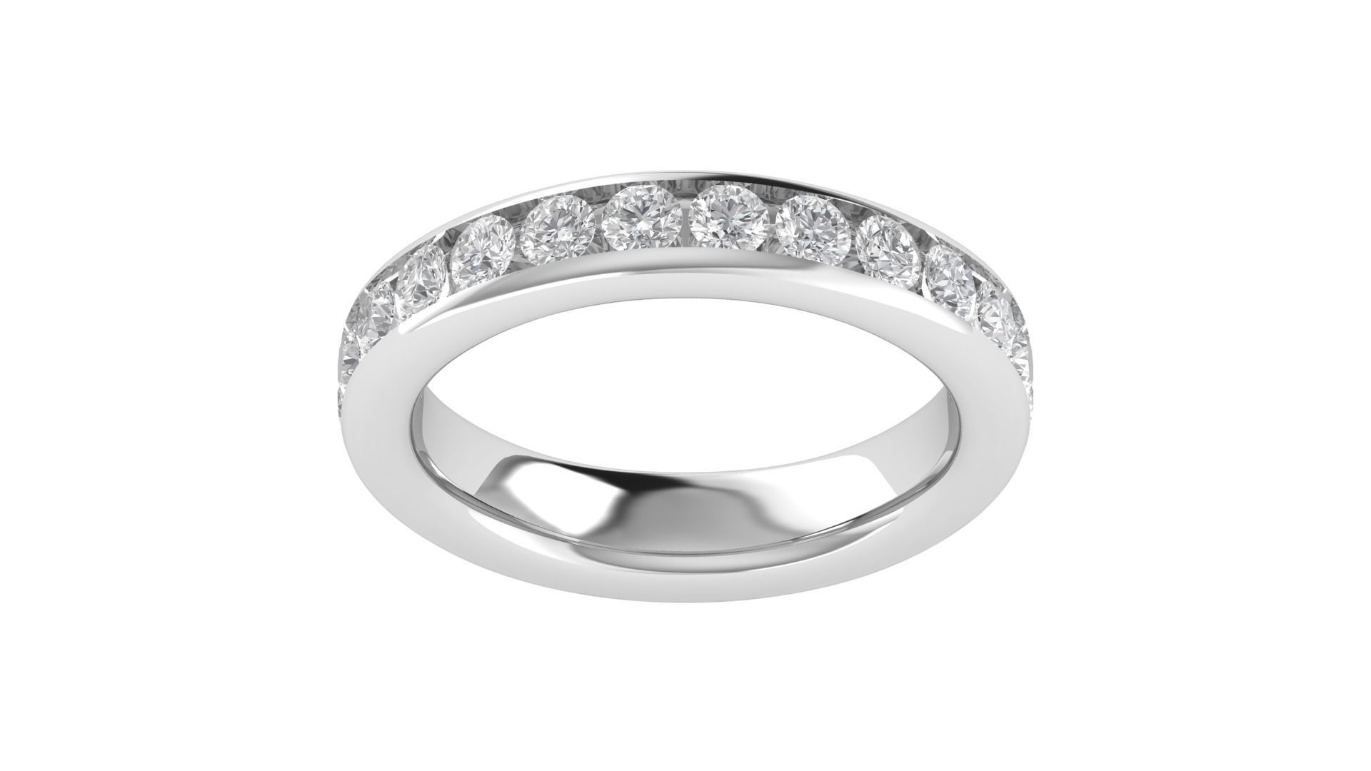 Round Diamond Eternity Band Ring 3dm STL OBJ FBX Renders Details 3D print model_18