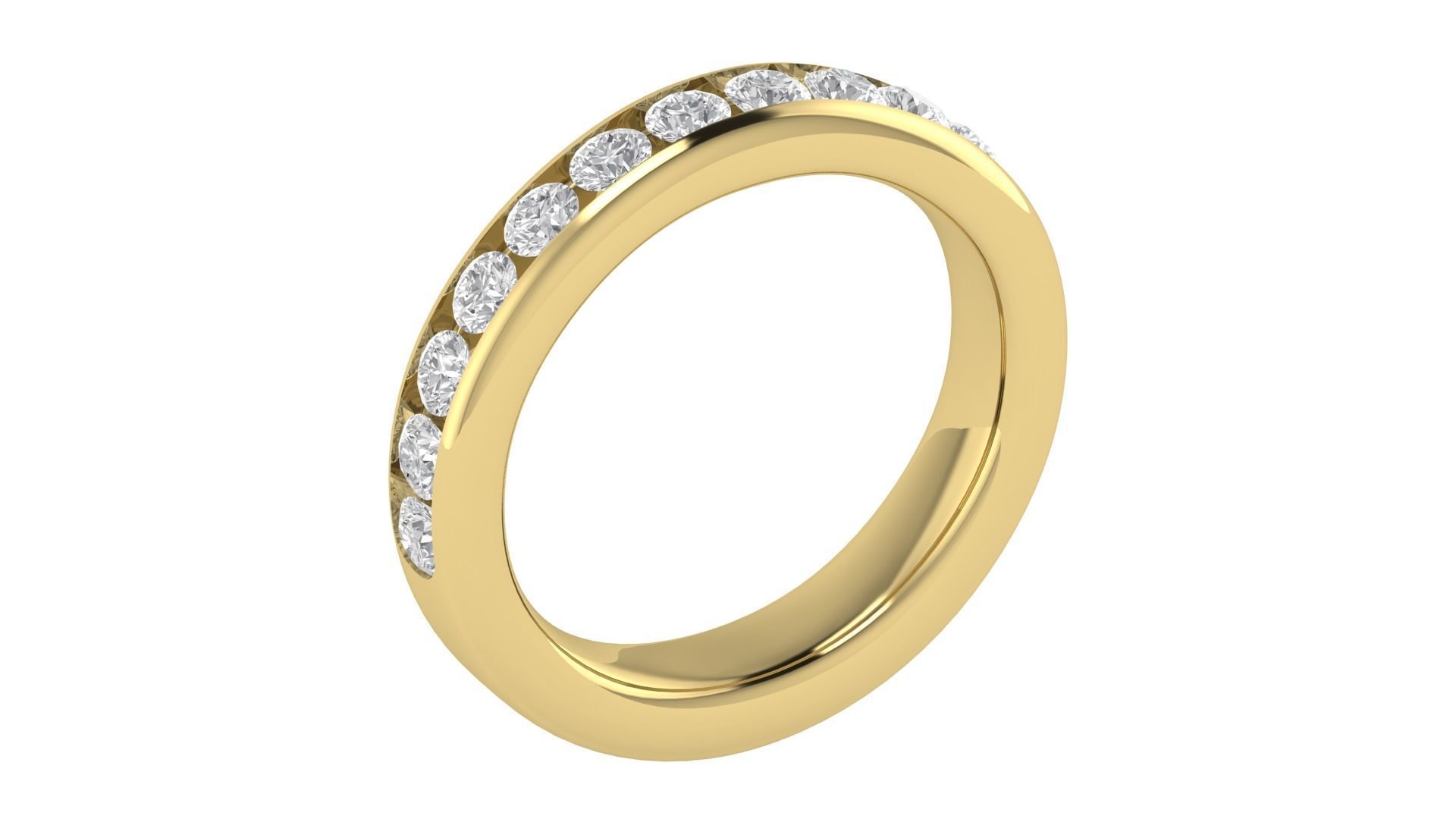 Round Diamond Eternity Band Ring 3dm STL OBJ FBX Renders Details 3D print model_5