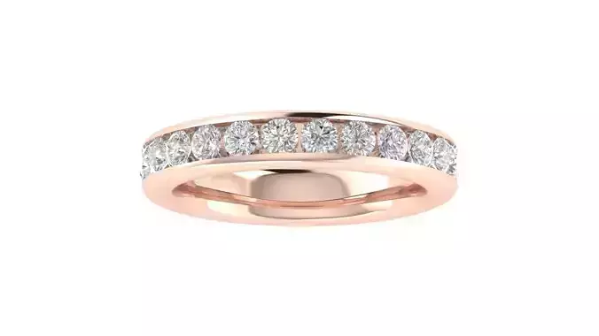 Round Diamond Eternity Band Ring 3dm STL OBJ FBX Renders Details 3D print model