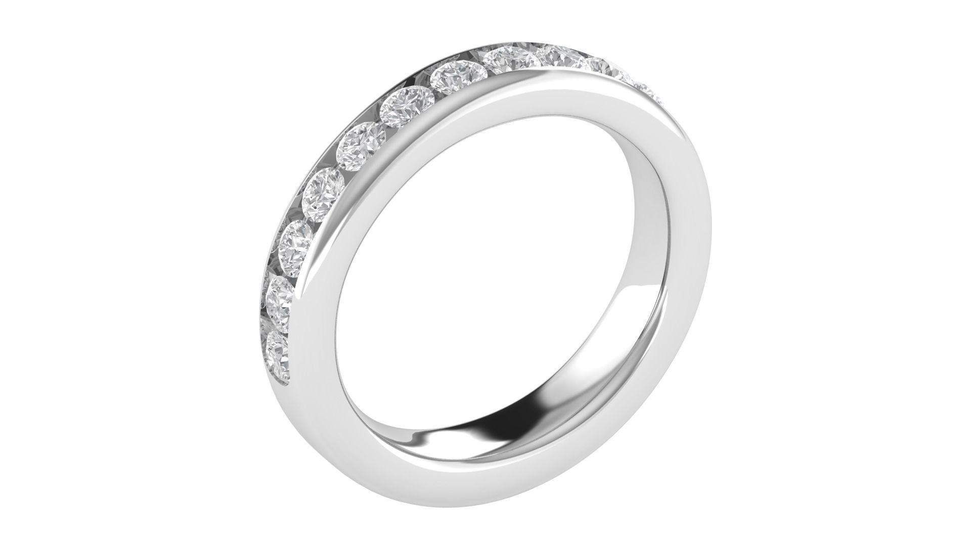 Round Diamond Eternity Band Ring 3dm STL OBJ FBX Renders Details 3D print model_4