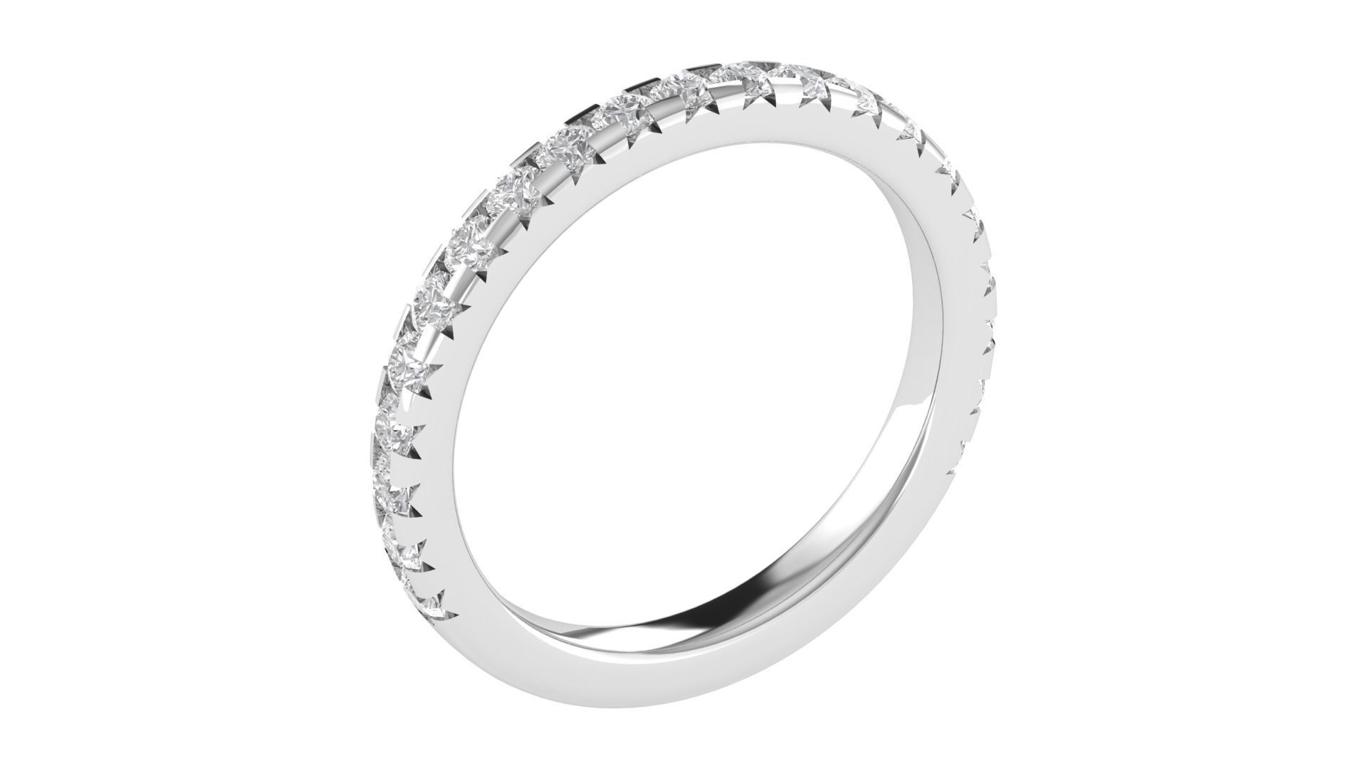 Round Diamond Eternity Band Ring 3dm STL OBJ FBX Renders Details 3D print model_4