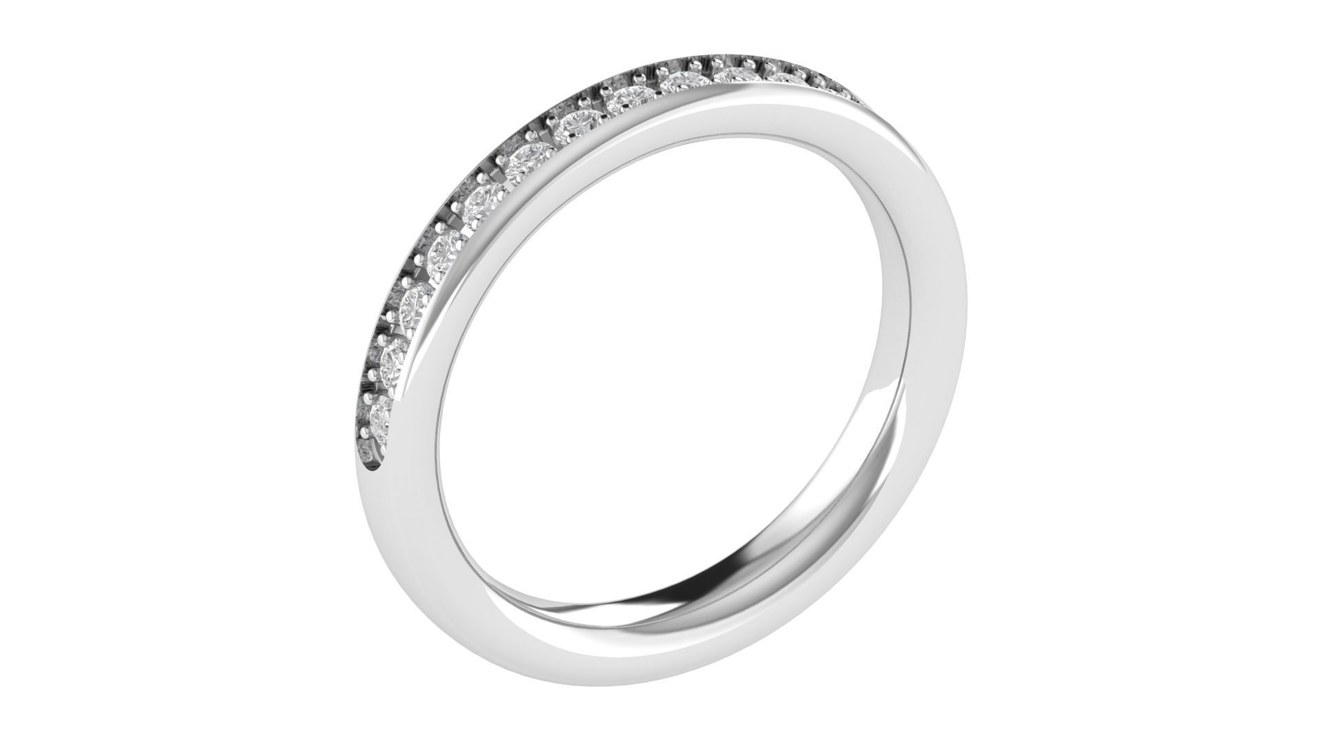 Round Diamond Eternity Band Ring 3dm STL OBJ FBX Renders Details 3D print model_3