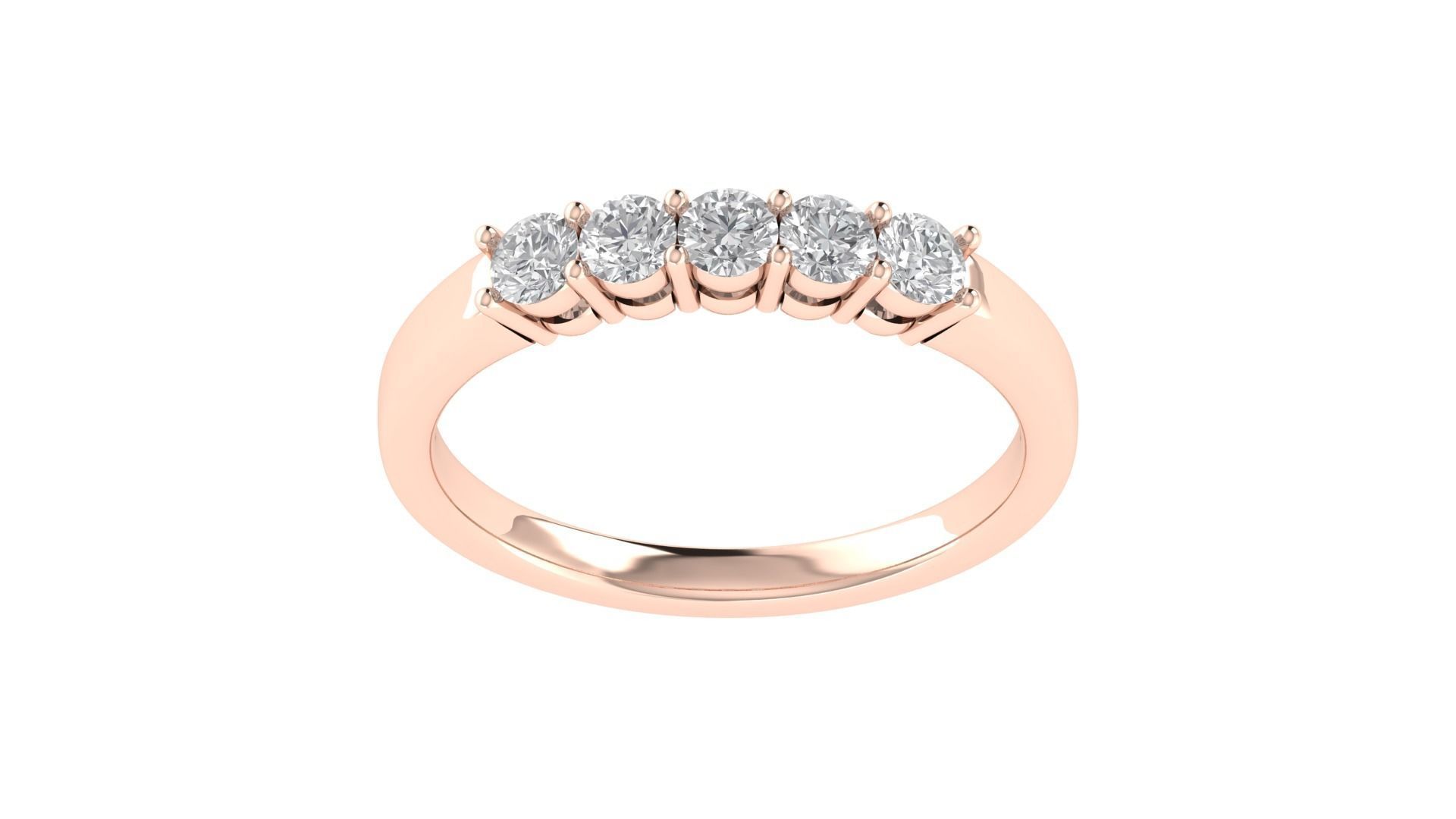 5 Stone Wedding Band Minimalist Ring 3D print model_18