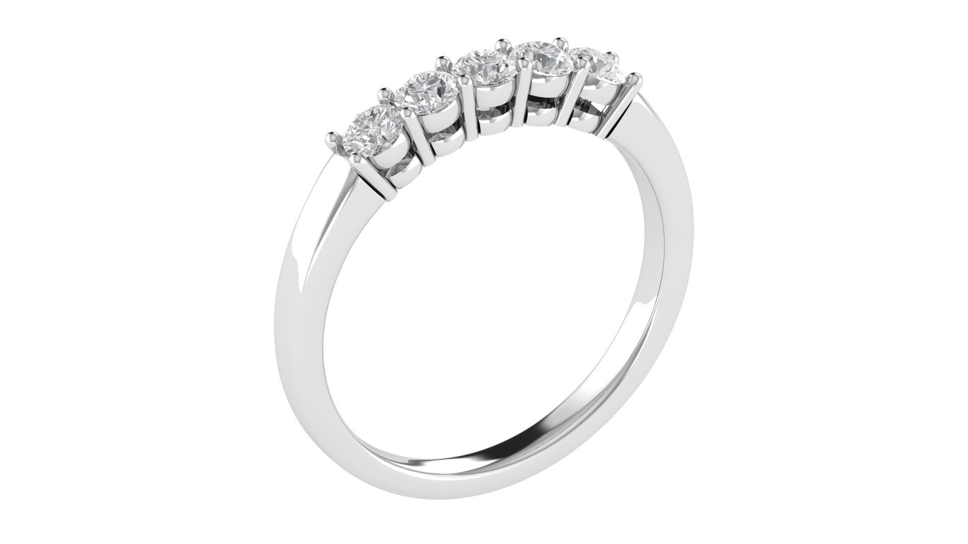 5 Stone Wedding Band Minimalist Ring 3D print model_4