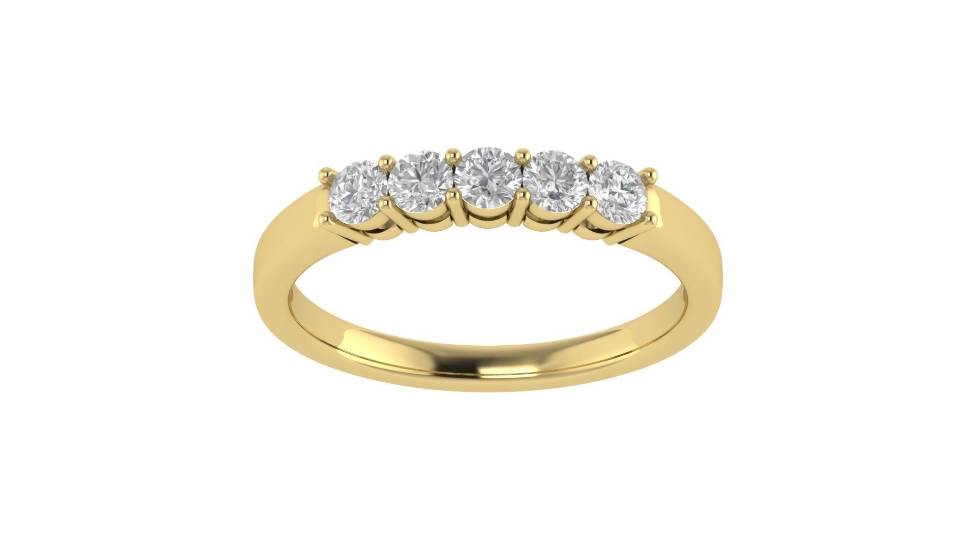 5 Stone Wedding Band Minimalist Ring 3D print model_20