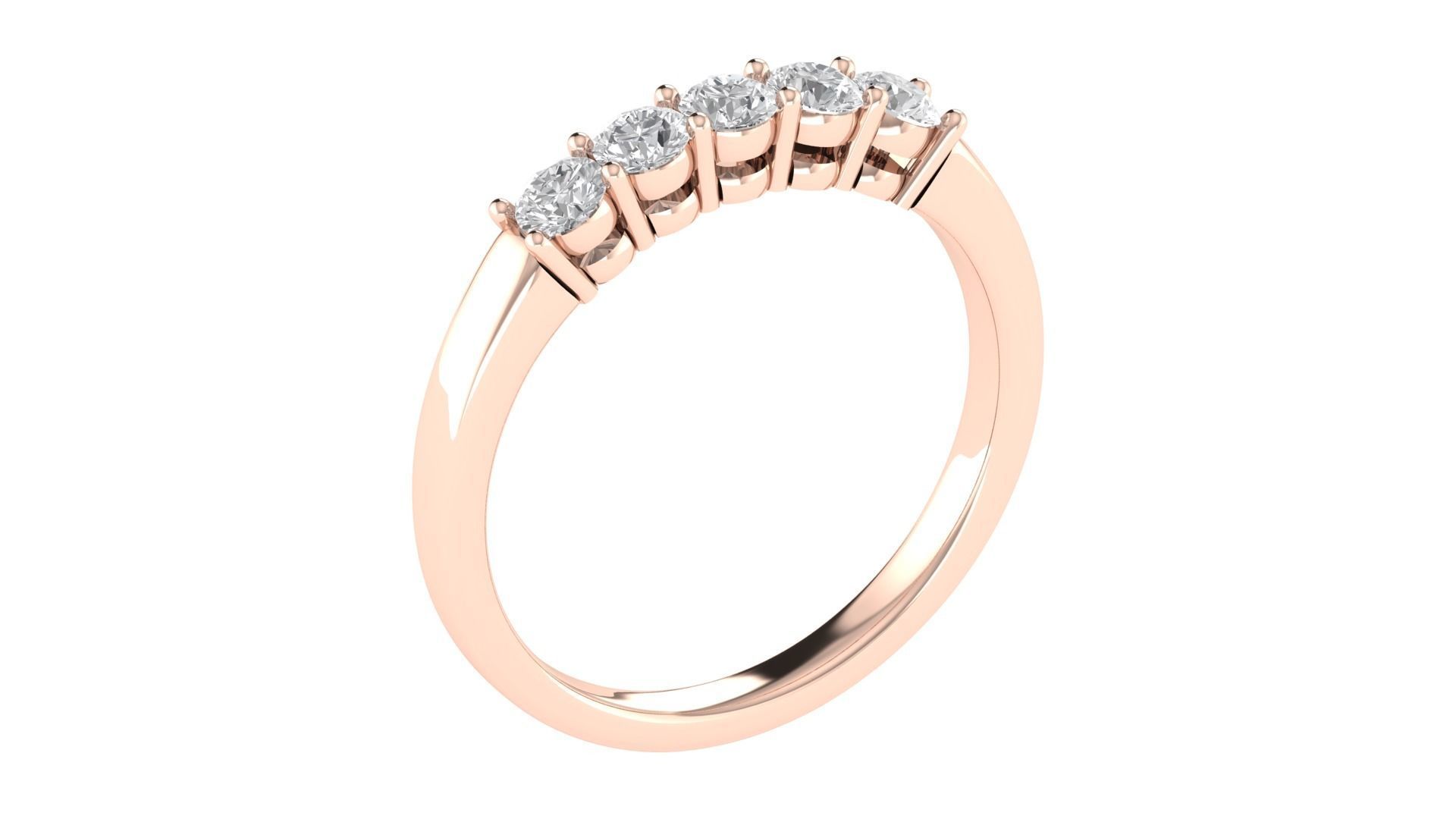 5 Stone Wedding Band Minimalist Ring 3D print model_3