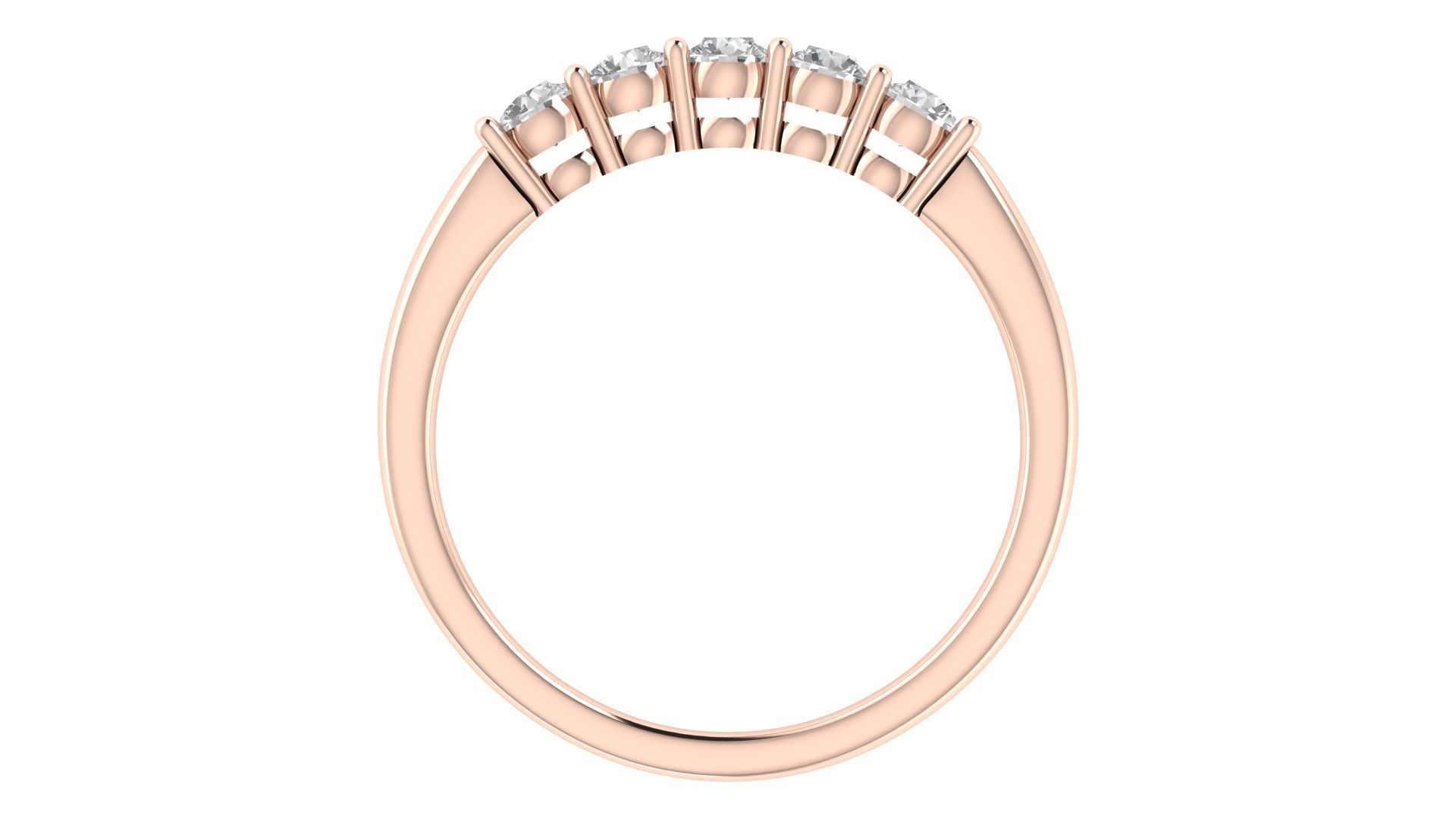 5 Stone Wedding Band Minimalist Ring 3D print model_6