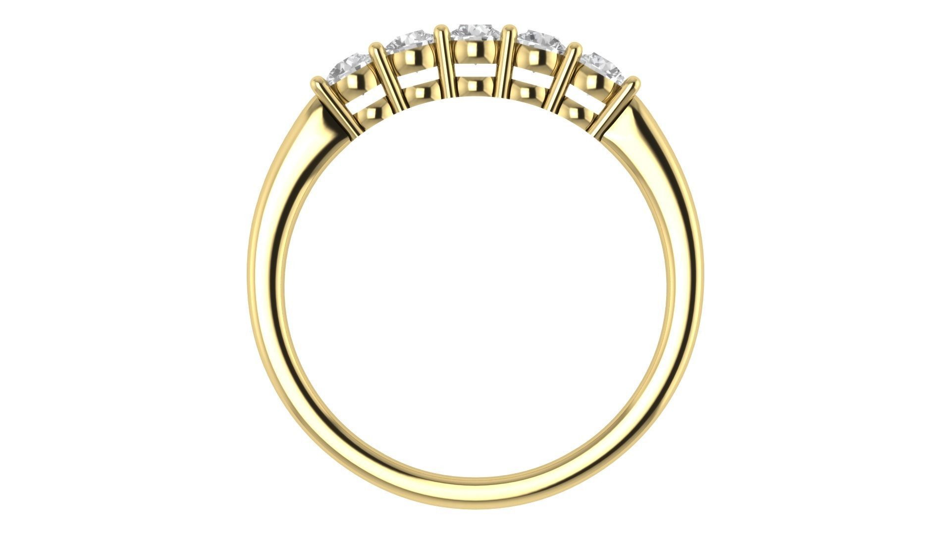 5 Stone Wedding Band Minimalist Ring 3D print model_8