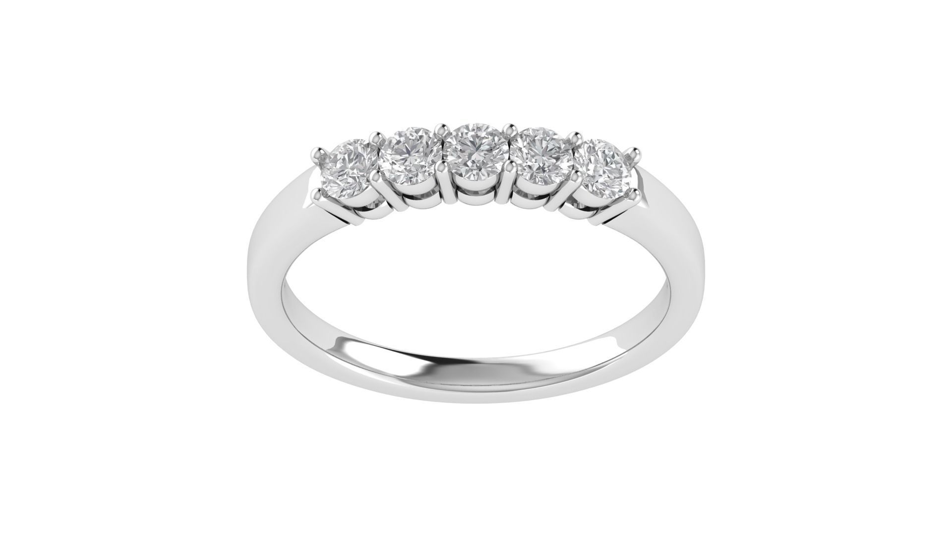 5 Stone Wedding Band Minimalist Ring 3D print model_19