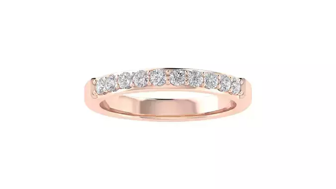 Round Diamond Half Eternity Wedding Band Ring