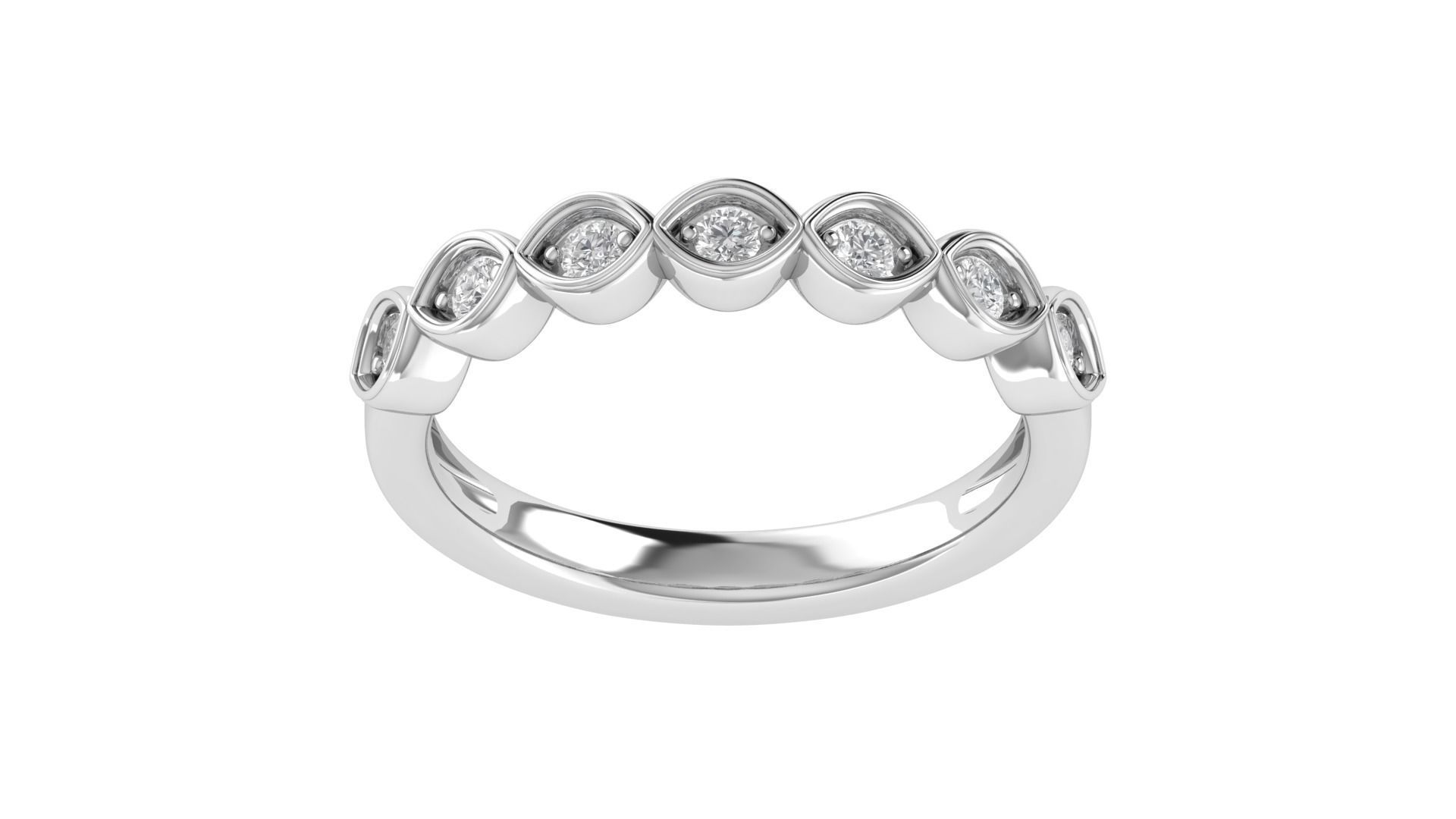 Round Diamond Cluster Minimalist Band  3D print model_19