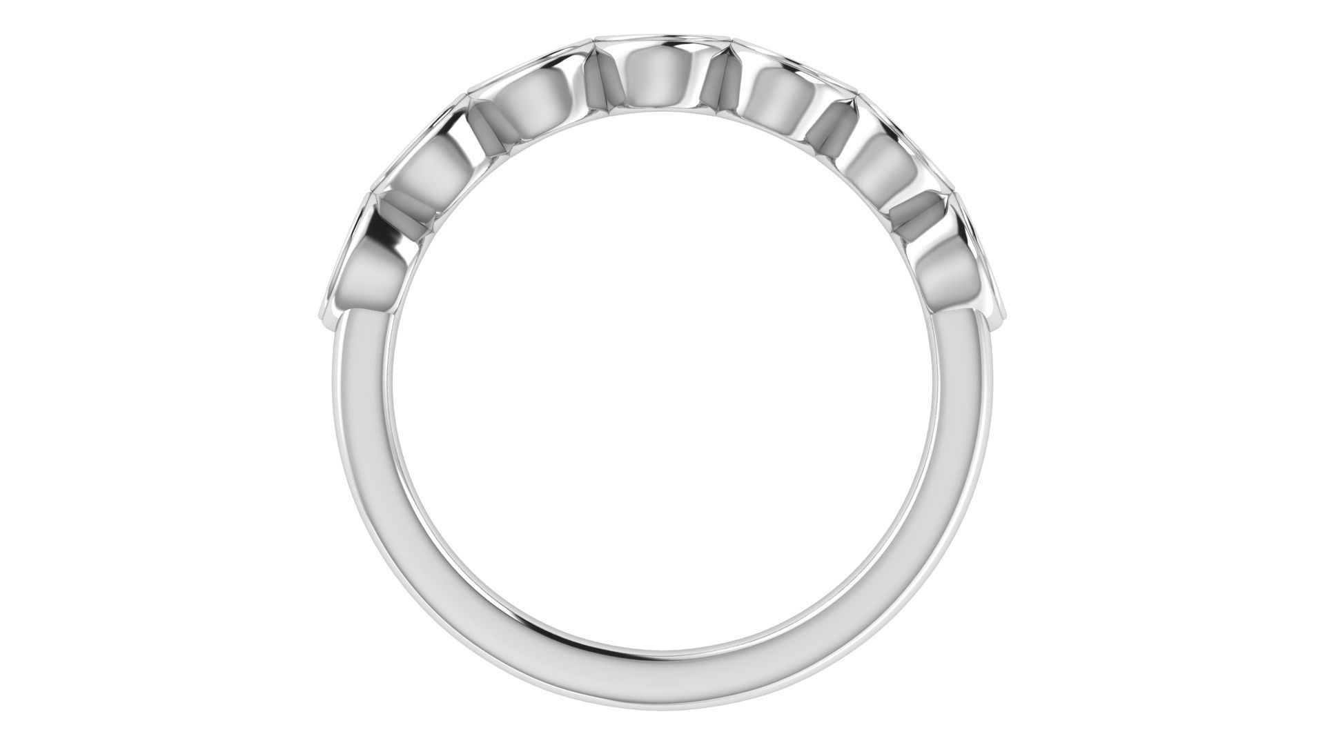 Round Diamond Cluster Minimalist Band  3D print model_6